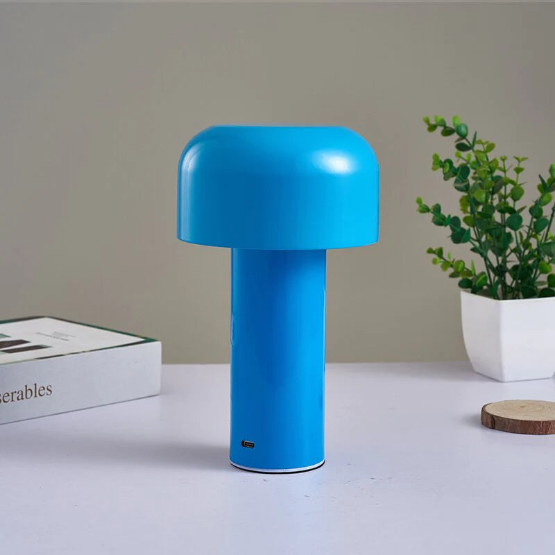 Italian Designer Mushroom Table Cordless Touch Lamp Night Light Portable Rechargeable Decor Lamp USB Bedside Lamp Desktop Lamp