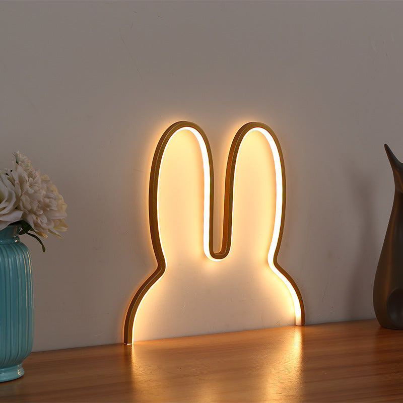 Rabbit Night Lights USB Powered LED Lamp Cute Animal LED Night Lamp Kids Baby beside Table Lamp Bedroom Nightlight Holiday Gifts