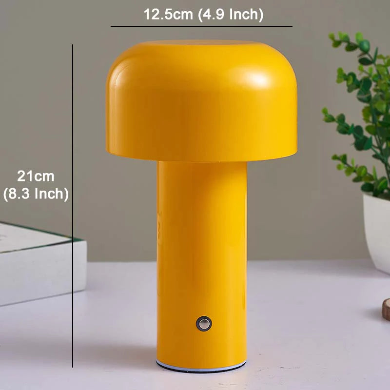 Italian Designer Mushroom Table Cordless Touch Lamp Night Light Portable Rechargeable Decor Lamp USB Bedside Lamp Desktop Lamp